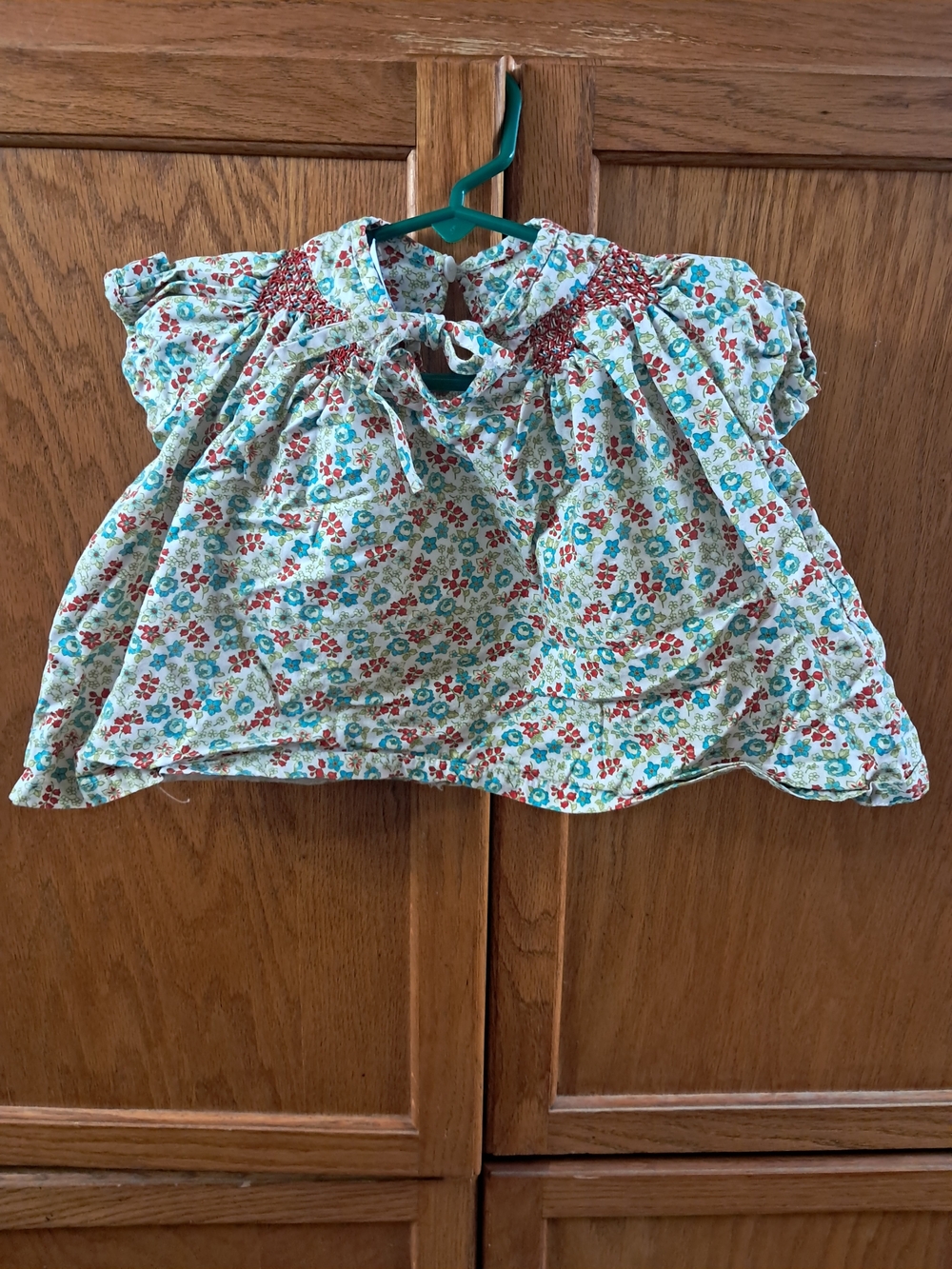 bella bliss Toddlet Floral Smocked Top with Red and Blue Flowers